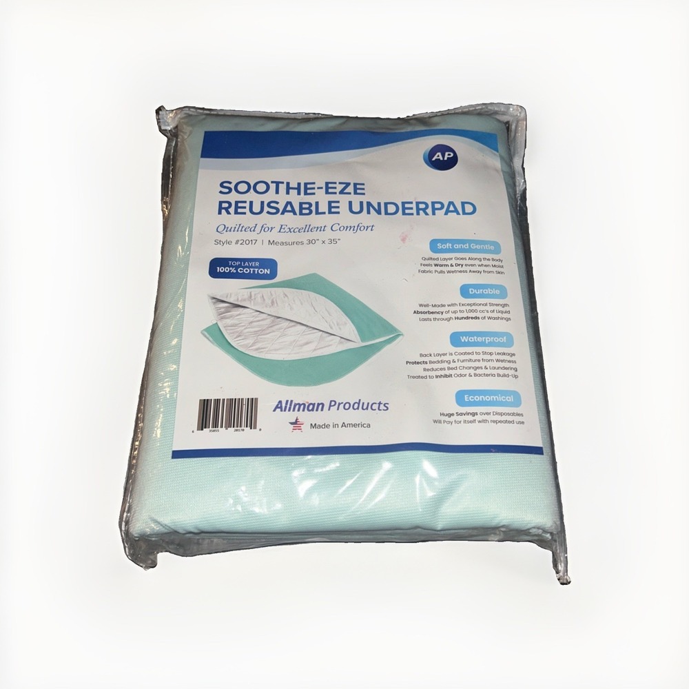 SOOTHE-EZE REUSABLE UDERPAD QUILTED bed liner protector pad 30" x 35" ALLMAN